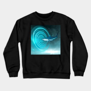 Shark in Space Fantasy Graphic Art Design Crewneck Sweatshirt